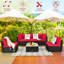 Ensemble de conversation en osier / rotin pour 5 personnes avec coussins-1113715385