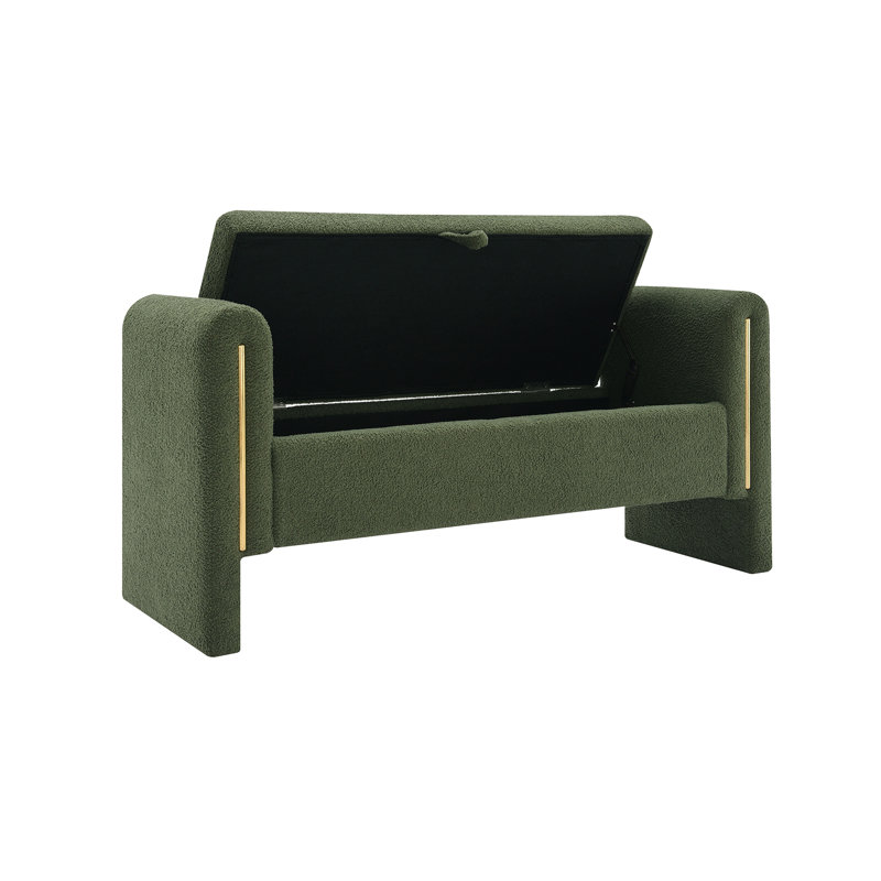 Banc de bout avec accoudoirs et rangement Modern Teddy Bed, Vert olive