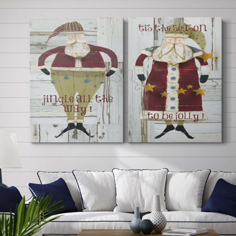 Jingle Santa - ensemble de 2 reproductions, Pas de tapis, H 20 po x l 32 po x P 1 po, Toile tendue