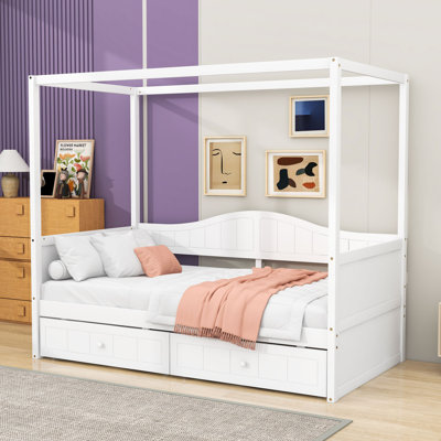 Karalin Twin 2 Drawers Wood Canopy DayBed