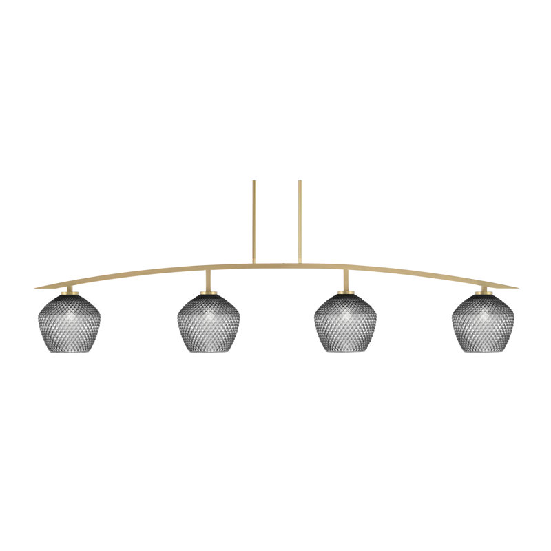 Barre d'éclairage à 4 lumières en verre vieilli 9 po Kurve, Noir / transparent
