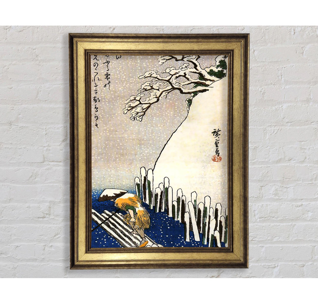 Hiroshige Mann auf einem Floß - Druck