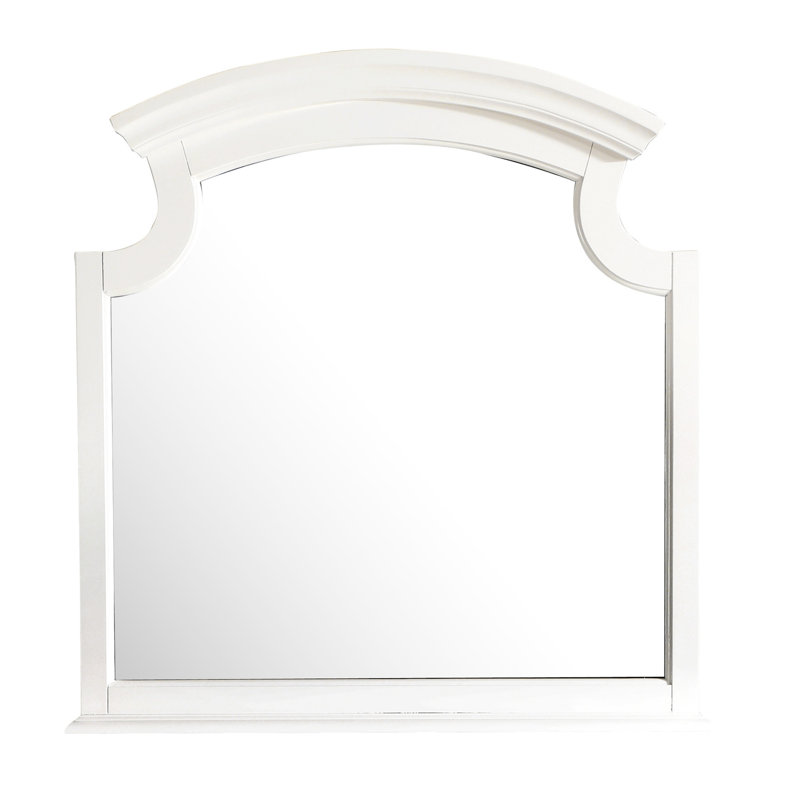 Sommet G5975-m - miroir blanc de mobilier Glory - panneau de particules, placages de bois véritable, verre bas pour une image éclatante, garniture, finition de la commode, tranchant