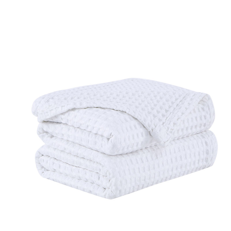 Jeté gaufré 100% coton Southshore Fine Linens, L 90 po x L 90 po, Blanc
