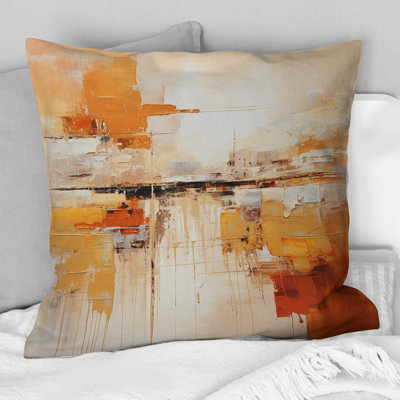 Glam Orange Beige Collage II - Fashion Printed Throw Pillow
