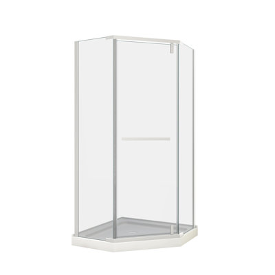 Frameless Tempered Glass Neo-angle Shower Door Matte White For Elegant Bathroom Spaces