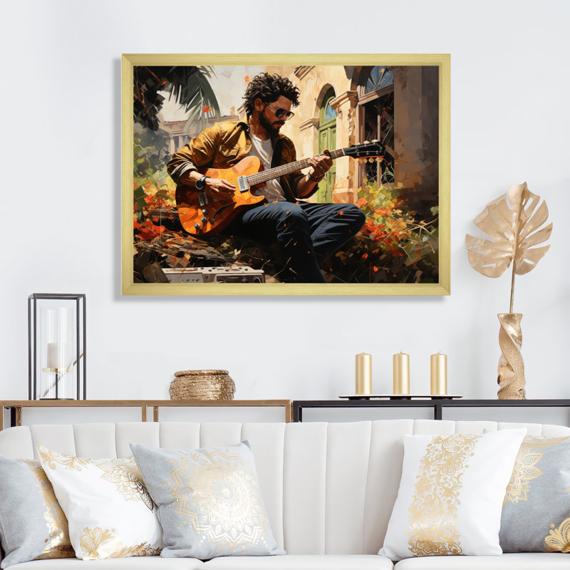 «Music Reggae Vibes II», reproduction d'art sur toile, H 12 po x l 20 po x P 1 po, Cadre doré à une seule photo