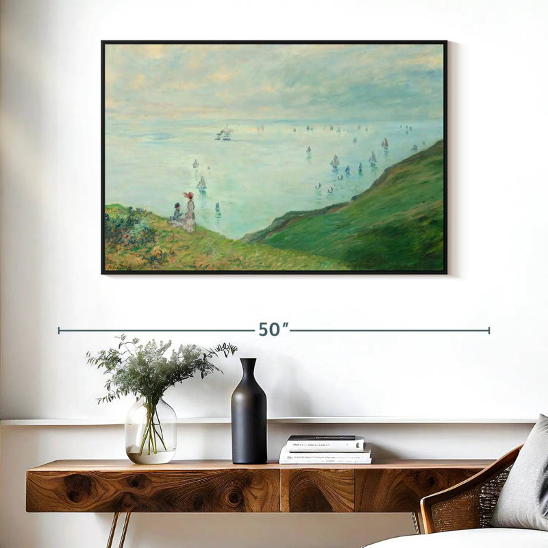 Falaises de Pourville, 1882, Cadre flottant noir, 40 po x 27 po