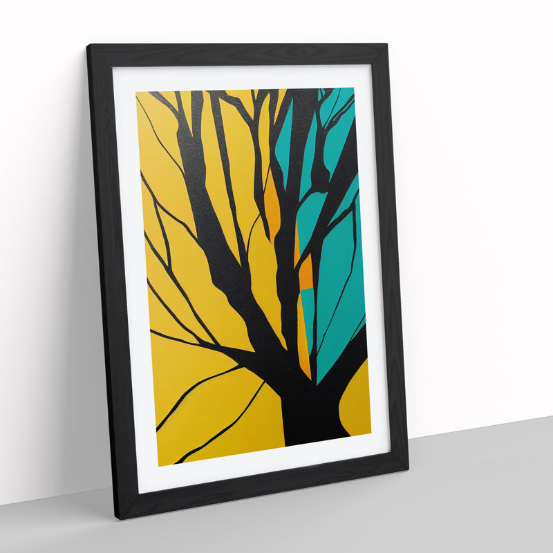 Unique Abstract Tree No.2 - Single Picture Frame Print, Black Framed, 64cm H x 46cm W x 2cm D