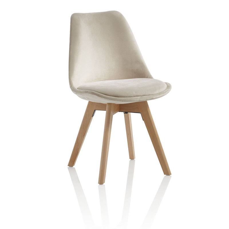 43cm H Velvet Upholstered Side Chair, Ecru