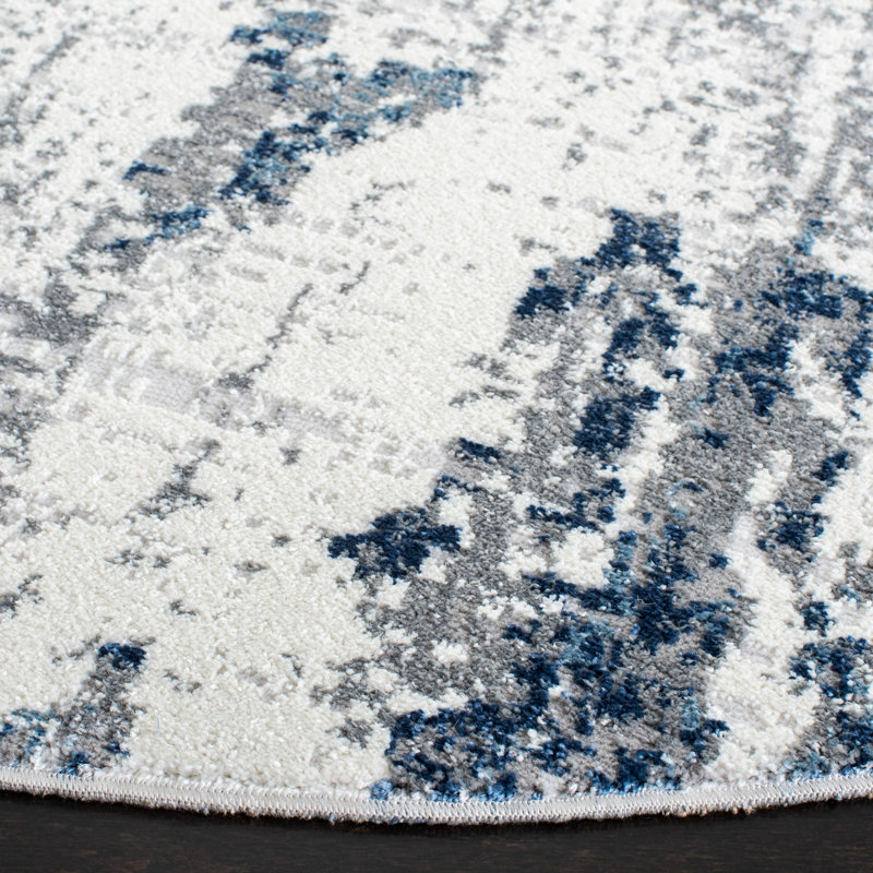 Tapis gris/bleu zone abstraite Musa, Tapis de couloir 2 pi x 6 pi
