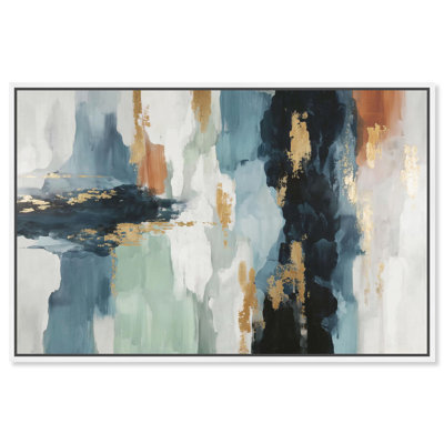 Gold Meets Indigo II Green Art Canvas Print by Art Remedy