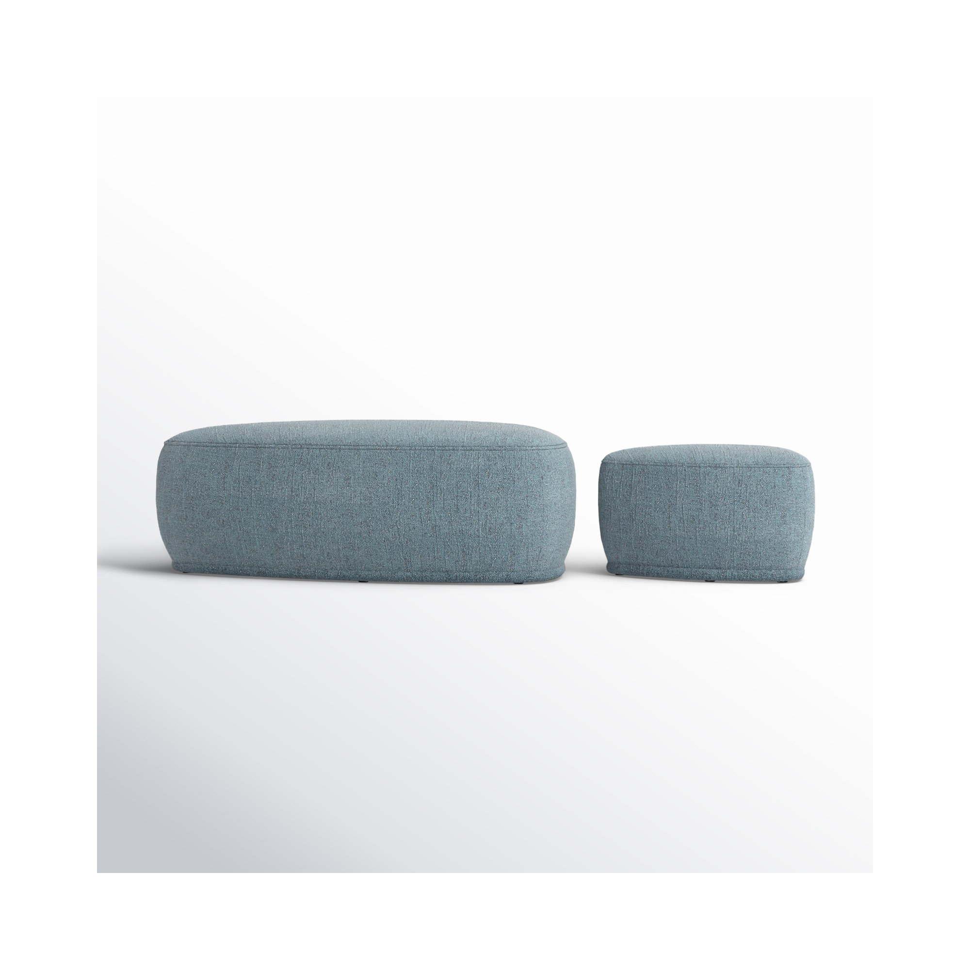 Adna Triangle Cocktail Ottoman (set Of 2), Mellow Steel Blue Boucle
