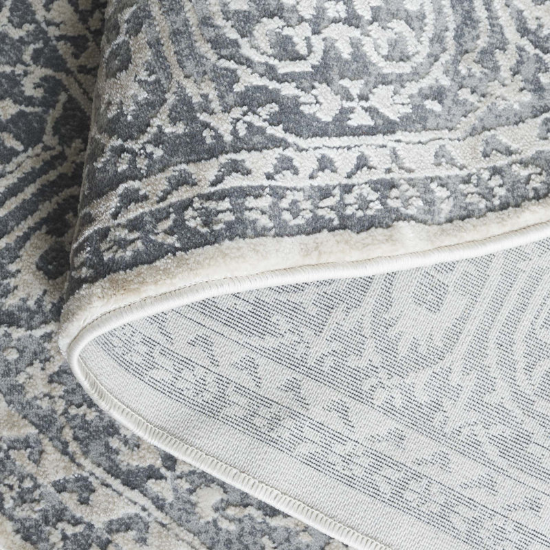 Calidia Power Loom Dark Gray/Cream Rug, Oval 5'1" x 7'6"