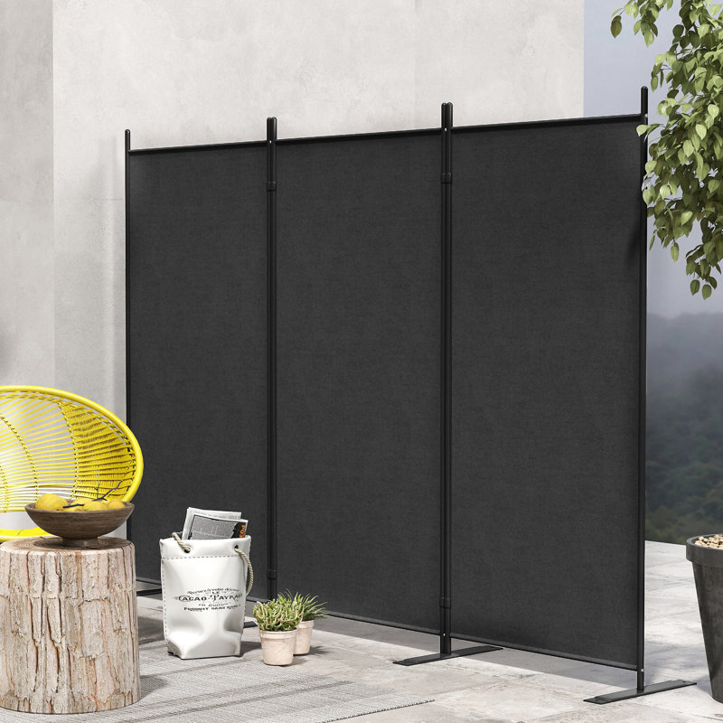 Paravent, écran d'intimité pliable de 5,8 pi, gris foncé