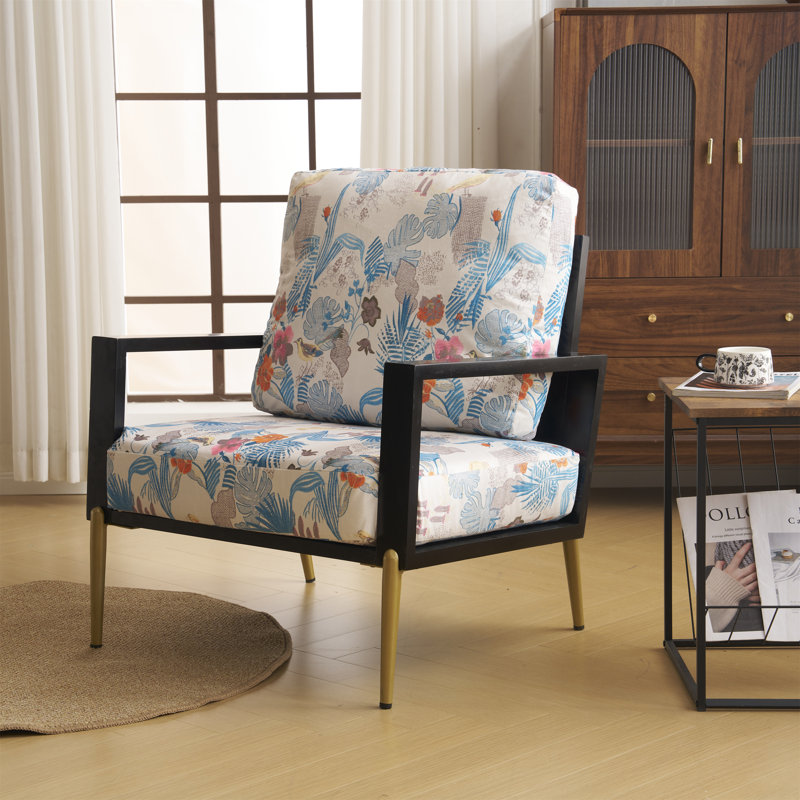Reynold Low Back Upholstered Accent Armchair,  Antique Blue