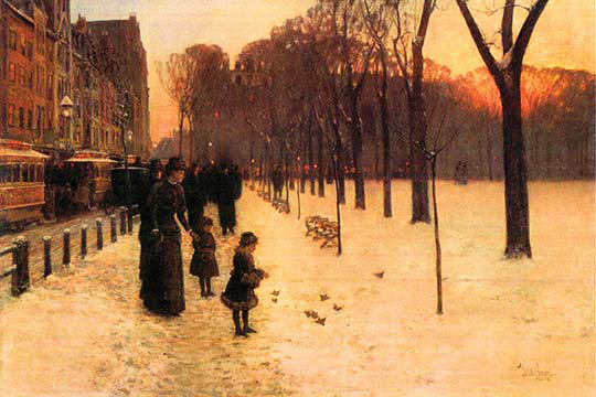 «Boston in Everyday Twilight» par Frederick Childe Hassam, reproduction d'art, H 44 po x l 66 po