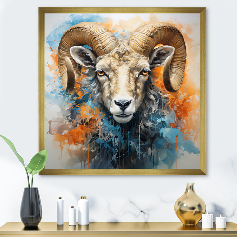 Teal Teal Sheep Transcendent Wool - Animals Wall Decor, H 30 po x l 30 po x P 1 po, Encadrement doré