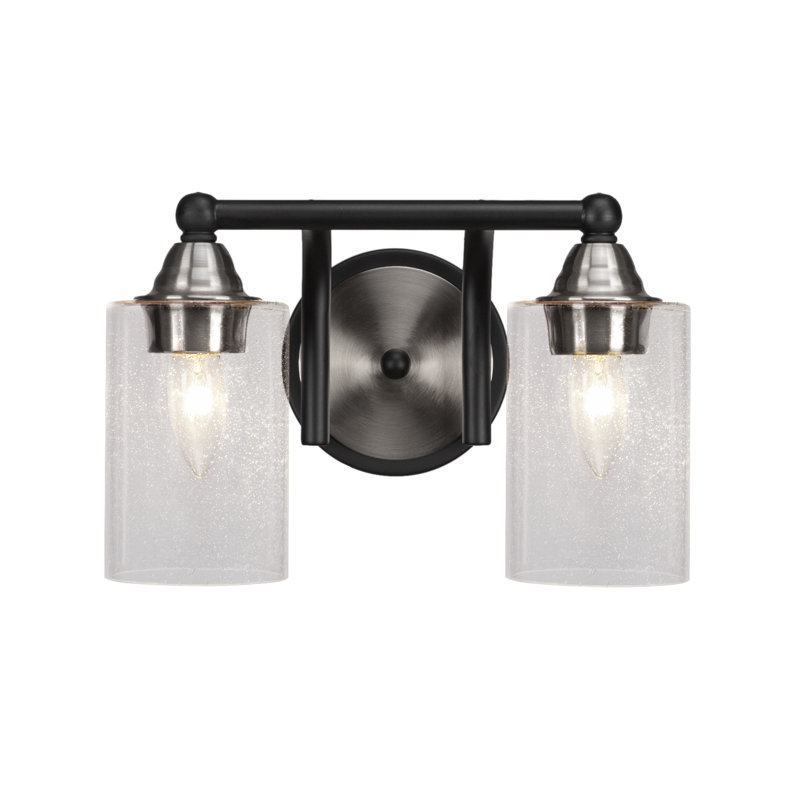 Michell 2-Light Bath Bar, Matte Black/Brushed Nickel