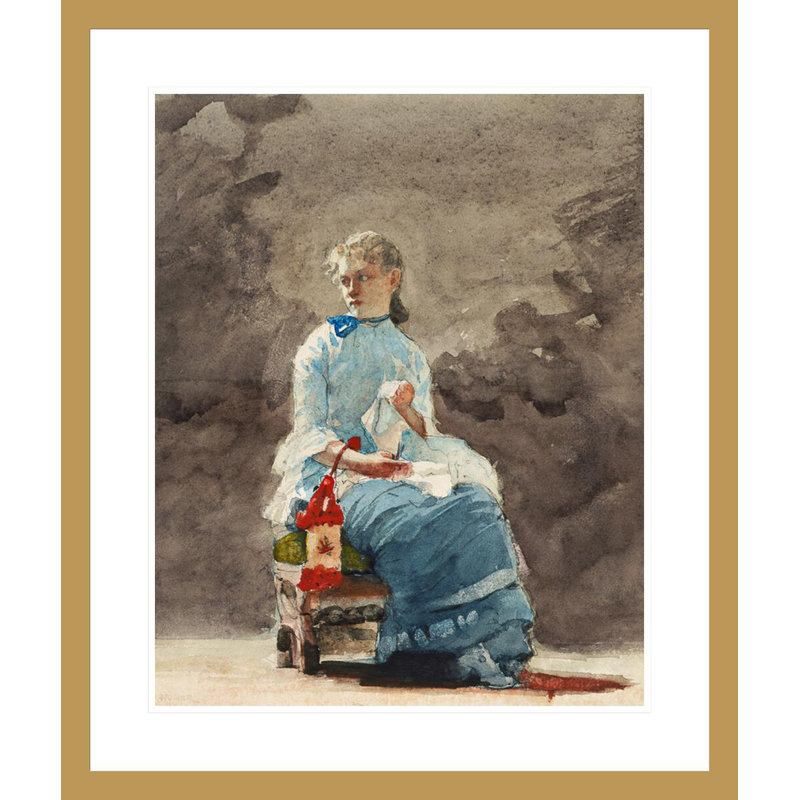 «Sewing» par Winslow Homer - Impression sur toile, H 27,78 po x l 23,5 po