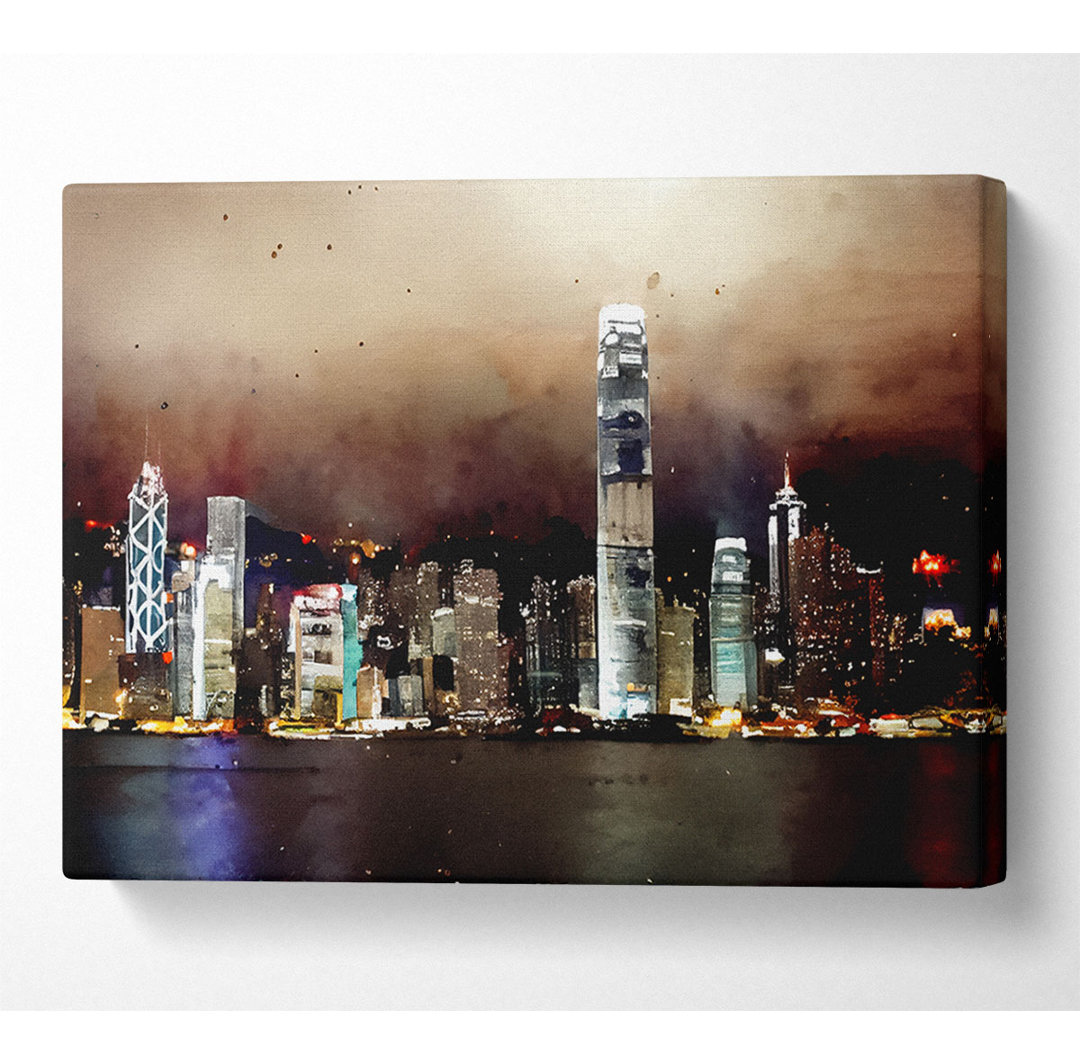 Hong Kong Harbour Brown - Kunstdrucke auf Leinwand