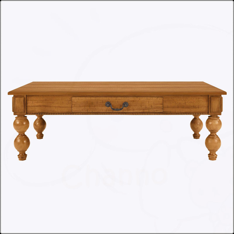 Table basse vintage rétro en bois avec rangement, pieds en bois massif en forme de gourde, assemblage facile sans outils pour le salon