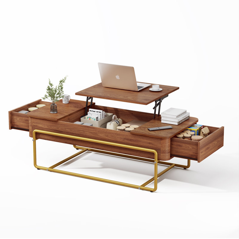 Table basse à plateau relevable avec rangement 