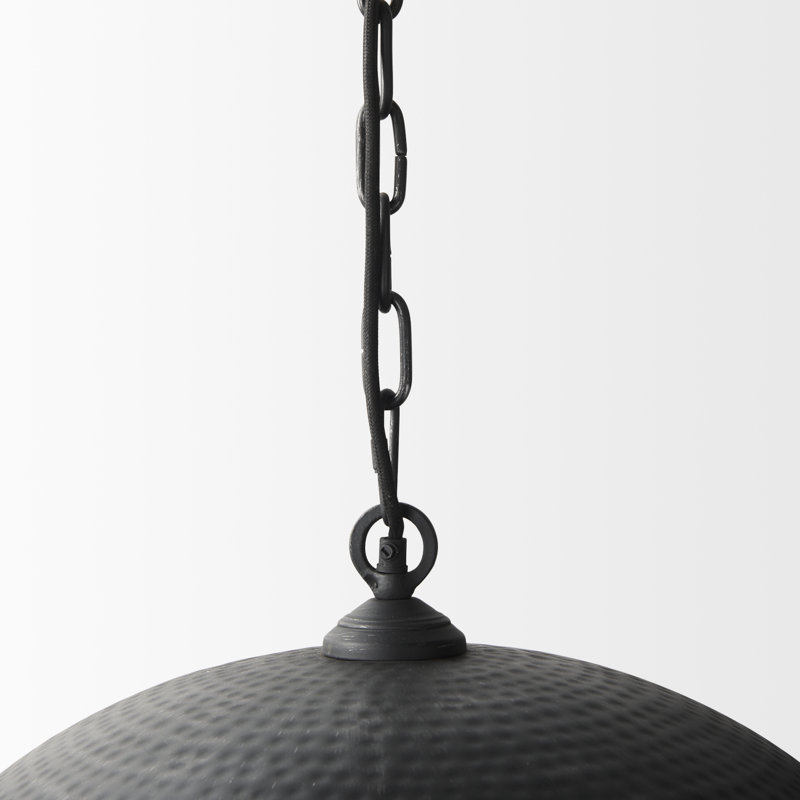 Cartie Hammered Metal Dome Pendant Light, Matte Black, Black, 17" H x 24" W x 24" D