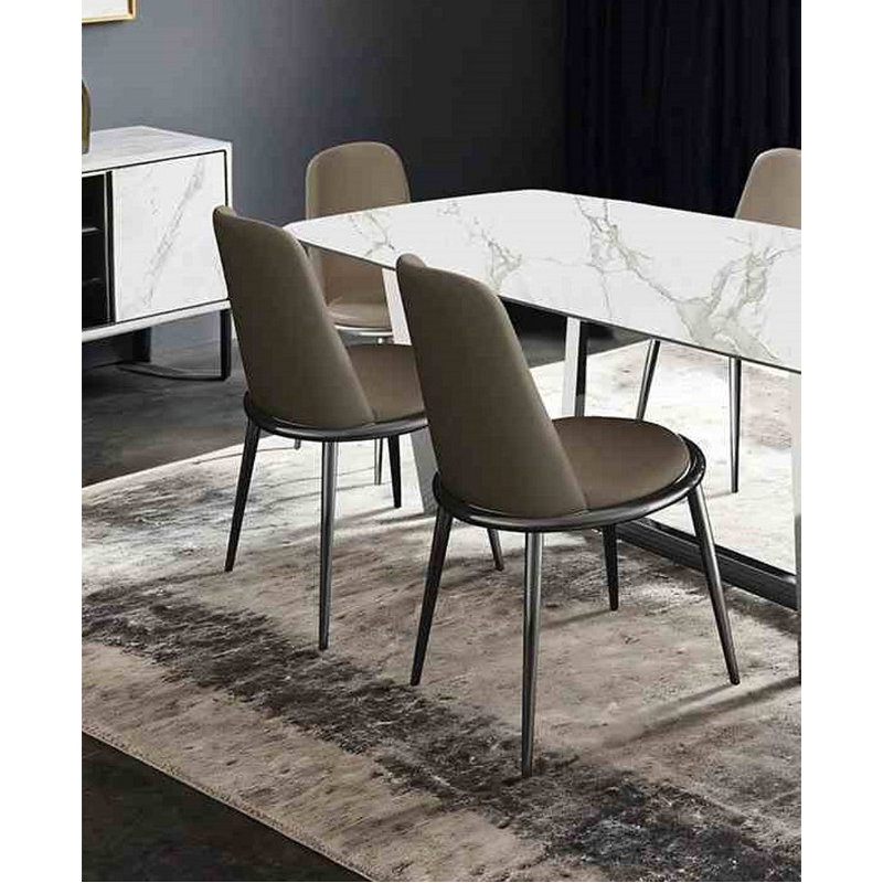 Chaise d'appoint rembourrée de style contemporain, Argent