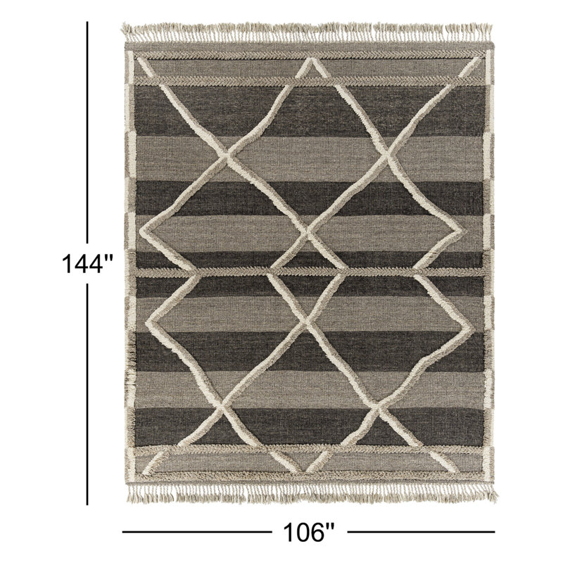 Wool Moroccan Area Rug, Rectangle 8'10" x 12'