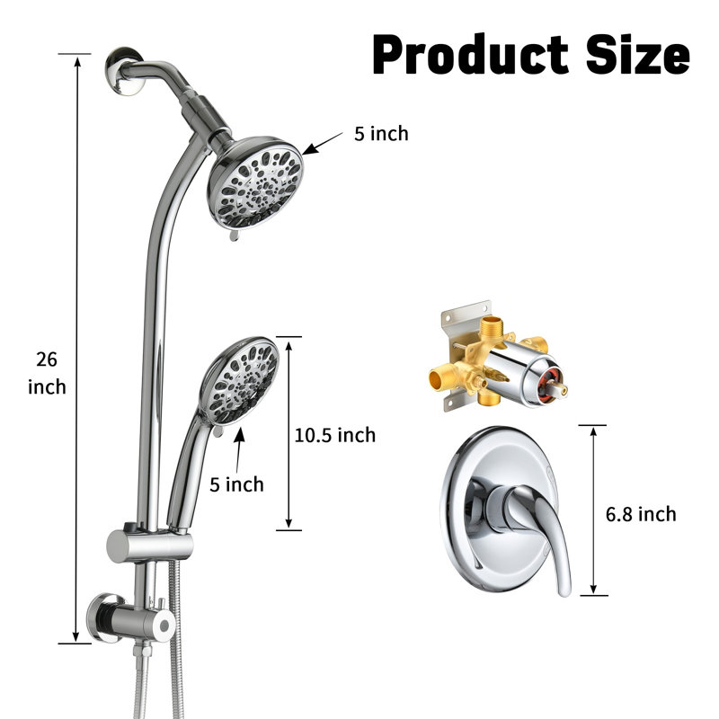 Complete Shower System with Rough in-Valve, Chrome