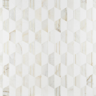Carrelage mosaïque hexagonal en marbre et laiton 10,43 po x 12,04 po Meld (0,87 pi. Ca. / feuille)