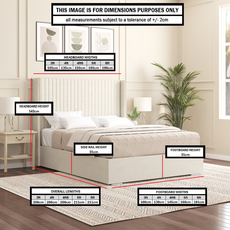 Shelton Upholstered Bed Frame, Red, Single (3')