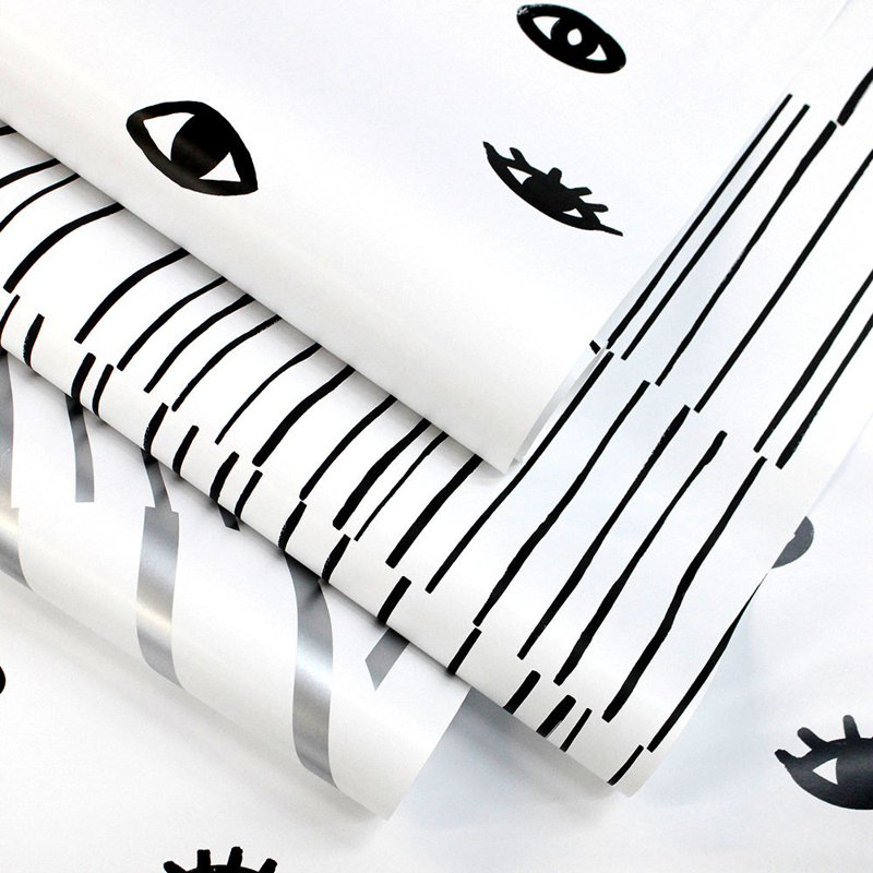  16.5' L x 20.5" W Peel and Stick Wallpaper Roll, Black/White