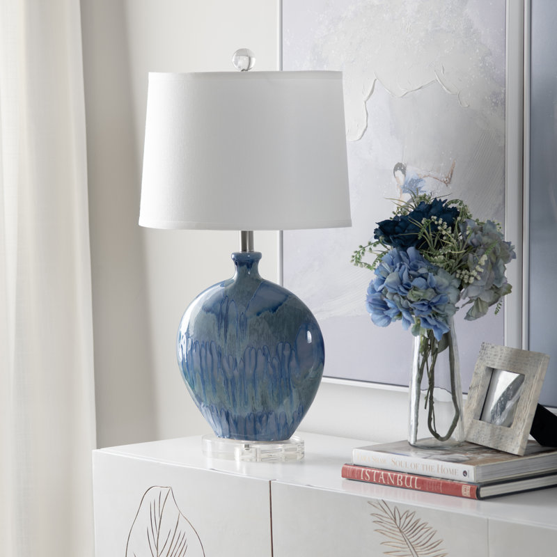 27" Ceramic Table Lamp With White Shade