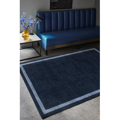 Anwitha Bordered Handmade Navy Area Rug