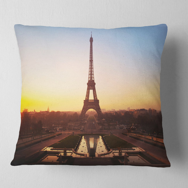 Oreiller cityscape tour de paris eiffel, 18 po x 18 po, Coussin décoratif