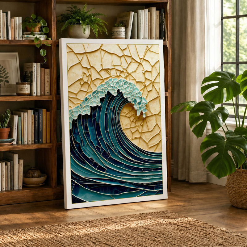 Crested Wave Coastal - Wrapped Canvas, 24x16 - 61.0 x 40.6 cm, Terracotta Border
