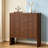 Storage Cabinet With Drawers, Wooden Cabinet With 3 Drawers Wavy Pattern Modern Bedside Cupboard Dressing Table For Bedroom Living Room Hallway Walnut-1076473483