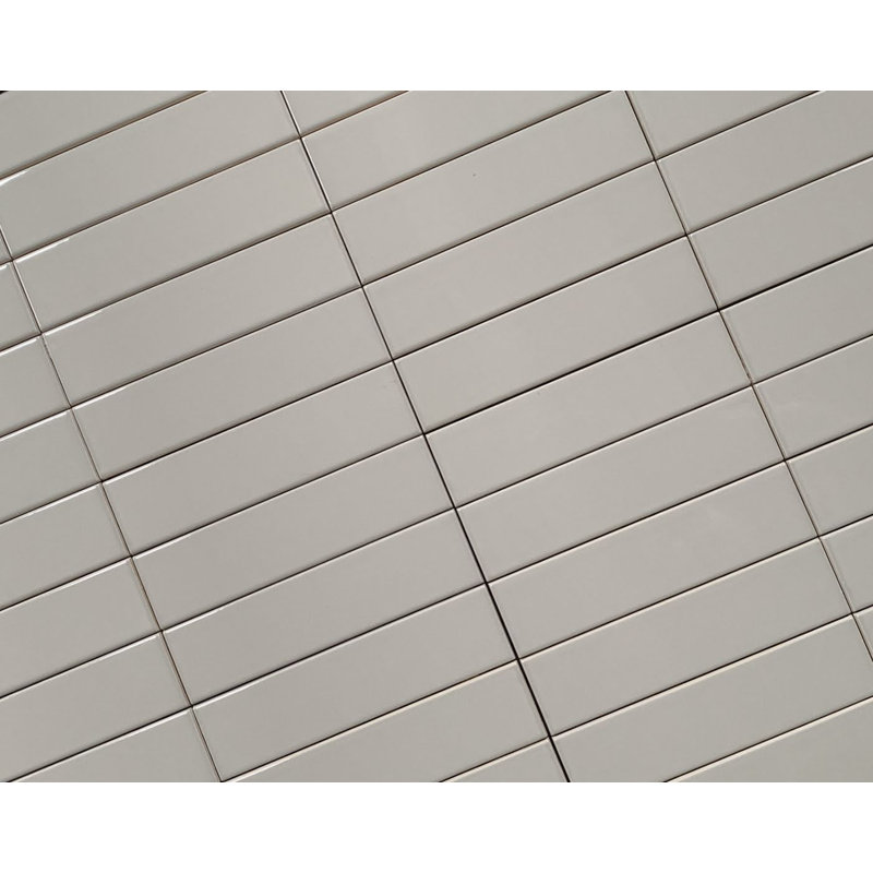 Carreau de mosaïque en céramique 2 po x 8 po Hudson, Gris chaud lustré
