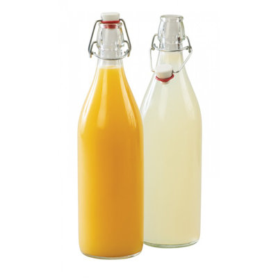 32 Oz. Clear Glass Bottle with Wire Bail Swing Top Lid