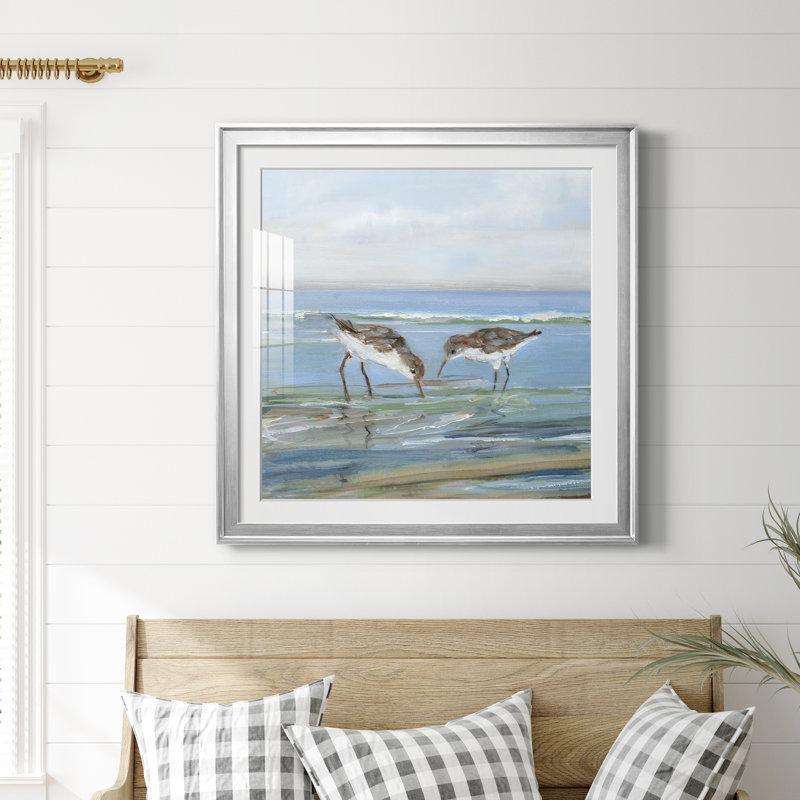 Seabird Beach II - peinture encadrée, Toile avec cadre argenté, H 30,5 po x l 30,5 po x P 1,5 po