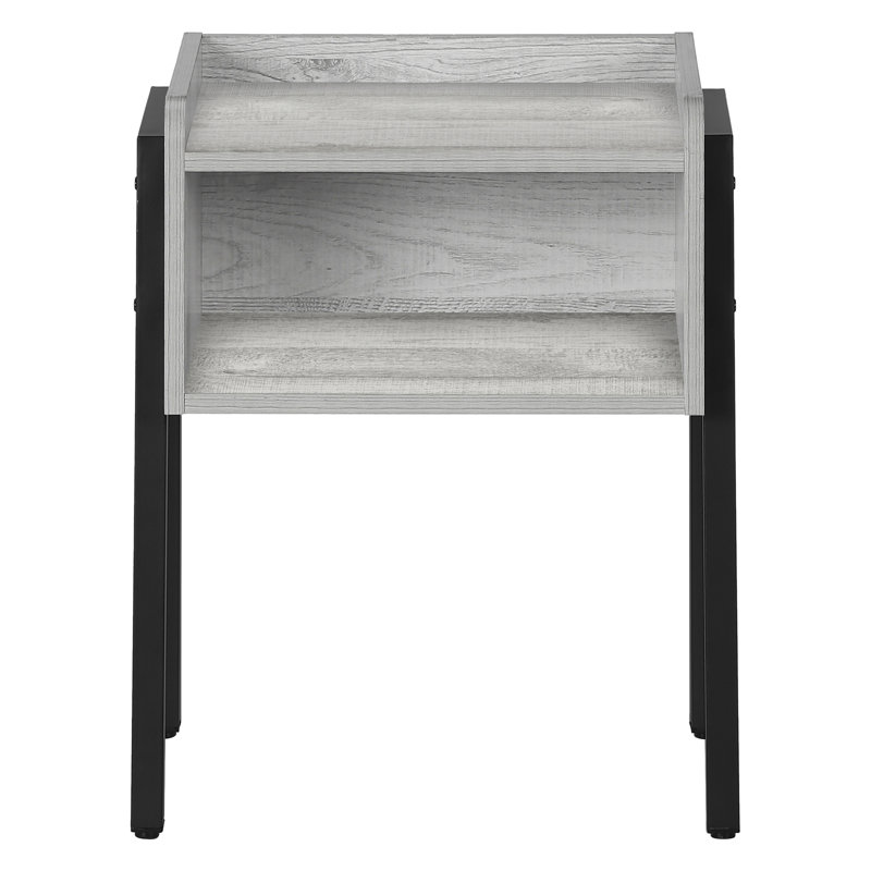 Grey Laminate Accent Table With Metal Legs For Bedroom Chic 2 Rectangular Adjustable