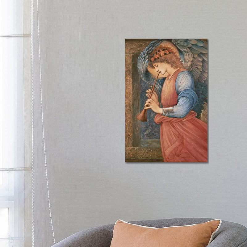 An Angel Playing A Flageolet, 1878 by Edward Coley Burne-Jones - Wrapped Canvas Painting, 66.04 cm H x 45.72 cm W x 1.91 cm D