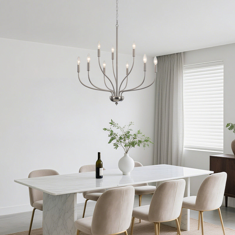 Lustre de style bougie classique / traditionnel à 2 niveaux à 2 lumières à intensité variable Sebron, Nickel, 9 lumières