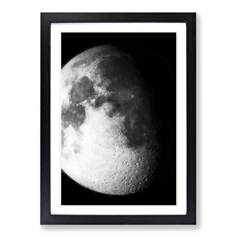 Moon Craters - Picture Frame Graphic Art Print, Black Framed, 65cm H x 48cm W x 2cm D