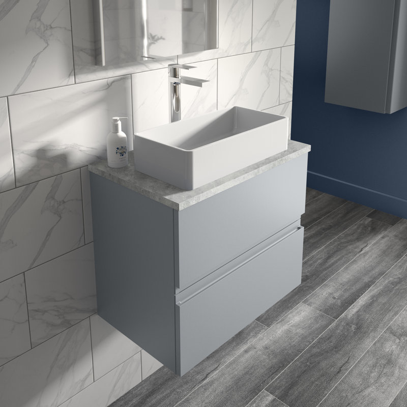 Urban Urban 600mm Wall Hung Single Vanity Unit with Worktop, Satin Grey