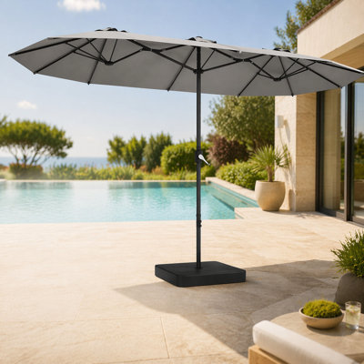 15 ft Rectangular Patio Umbrella with Base