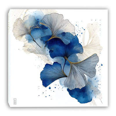 Blue Ginkgo Rhythm Wrapped Canvas Wall Art