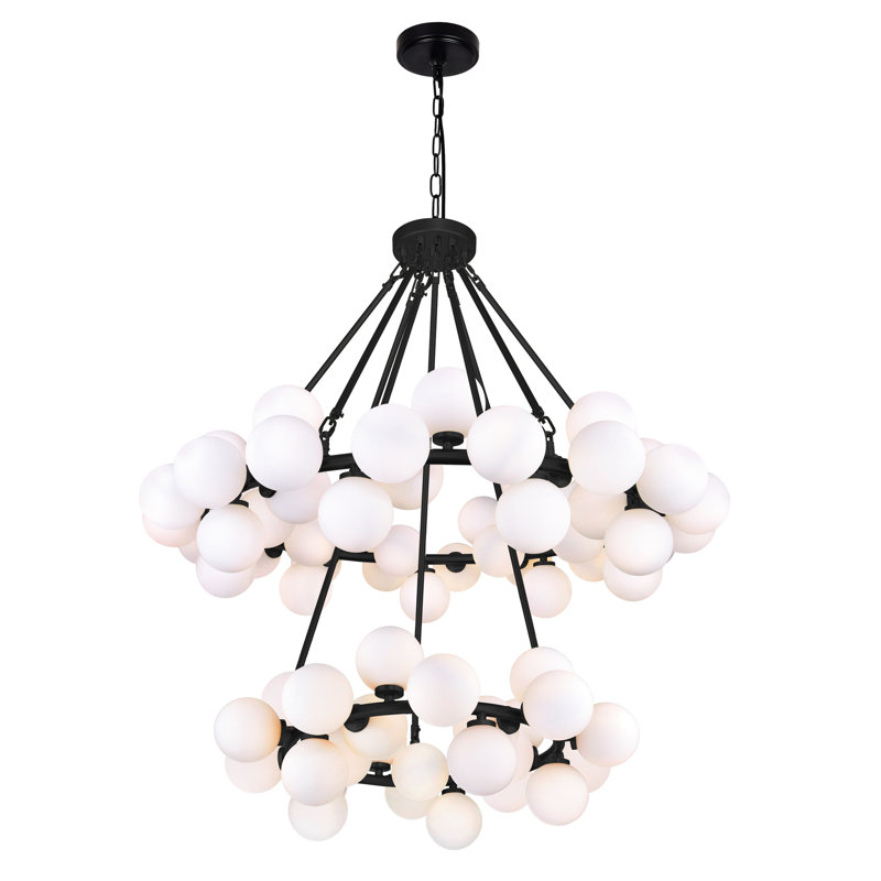 Bucurel 39" Black Chandelier for Living Room, Grand Foyer – 70-Light Globe Design with G9 Bulb Base – LED Compatible, Adjustable Chain – BACL Certified